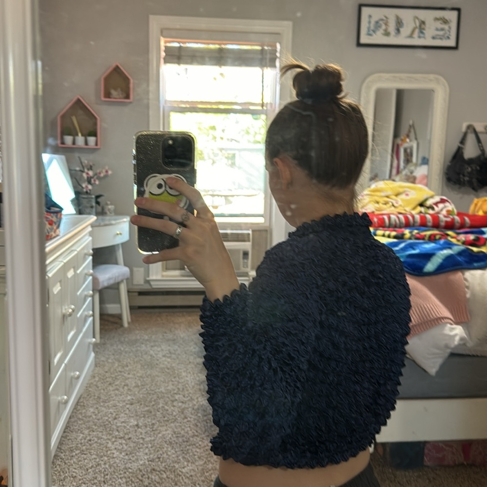 Scrunchy Blue Button Down - image 3